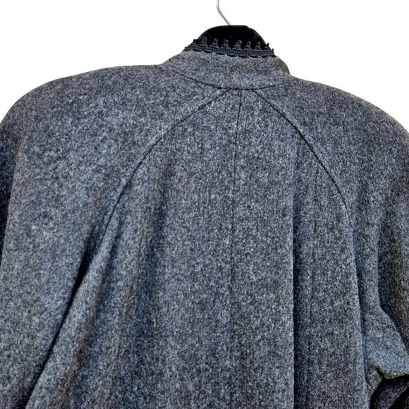 1980s Gray Wool Swing Car Coat w Velvet Trim NWT Volup 2X - Picture 14 of 15